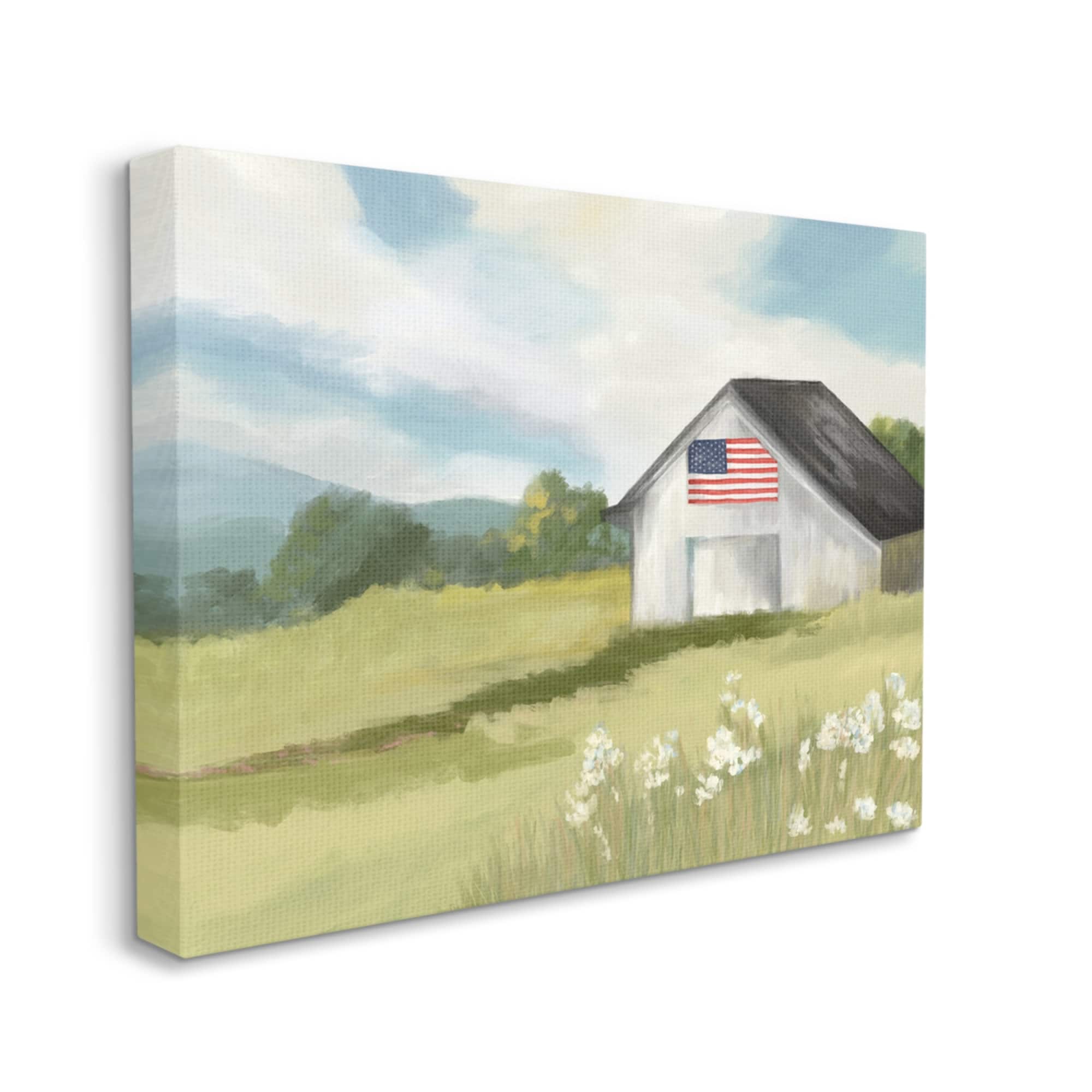 Stupell Industries American Flag on Barn Canvas Wall Art